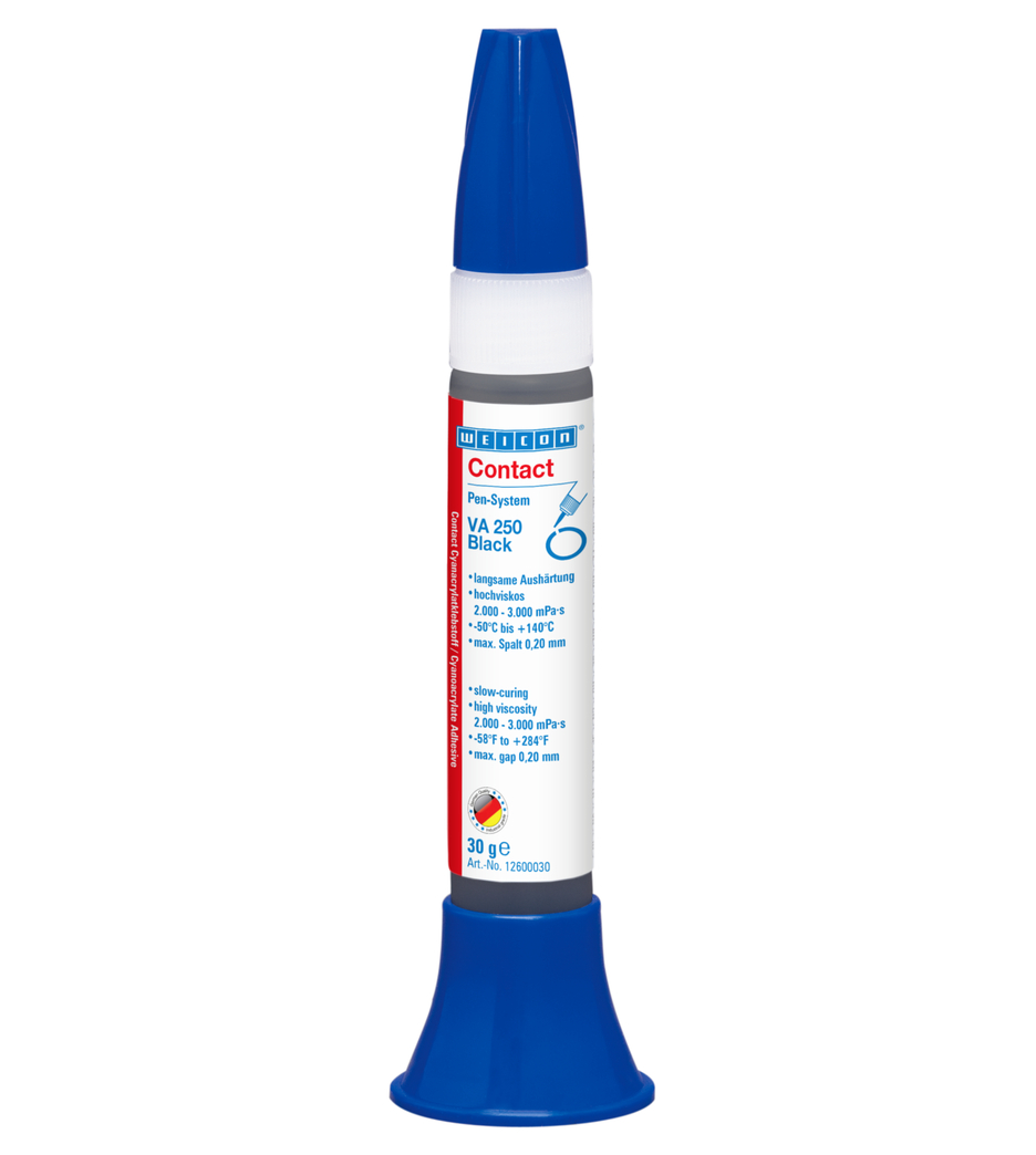 VA 250 Zwart Cyanoacrylaatlijm | Superlijm met hoge viscositeit, gevuld met rubber VA 250 Zwart Cyanoacrylaatlijm | Superlijm met hoge viscositeit, gevuld met rubber