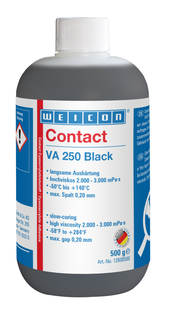 VA 250 Zwart Cyanoacrylaatlijm | Superlijm met hoge viscositeit, gevuld met rubber
