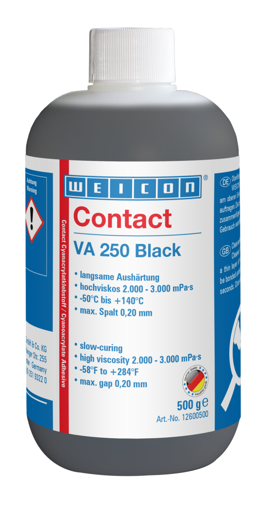 VA 250 Zwart Cyanoacrylaatlijm | Superlijm met hoge viscositeit, gevuld met rubber VA 250 Zwart Cyanoacrylaatlijm | Superlijm met hoge viscositeit, gevuld met rubber