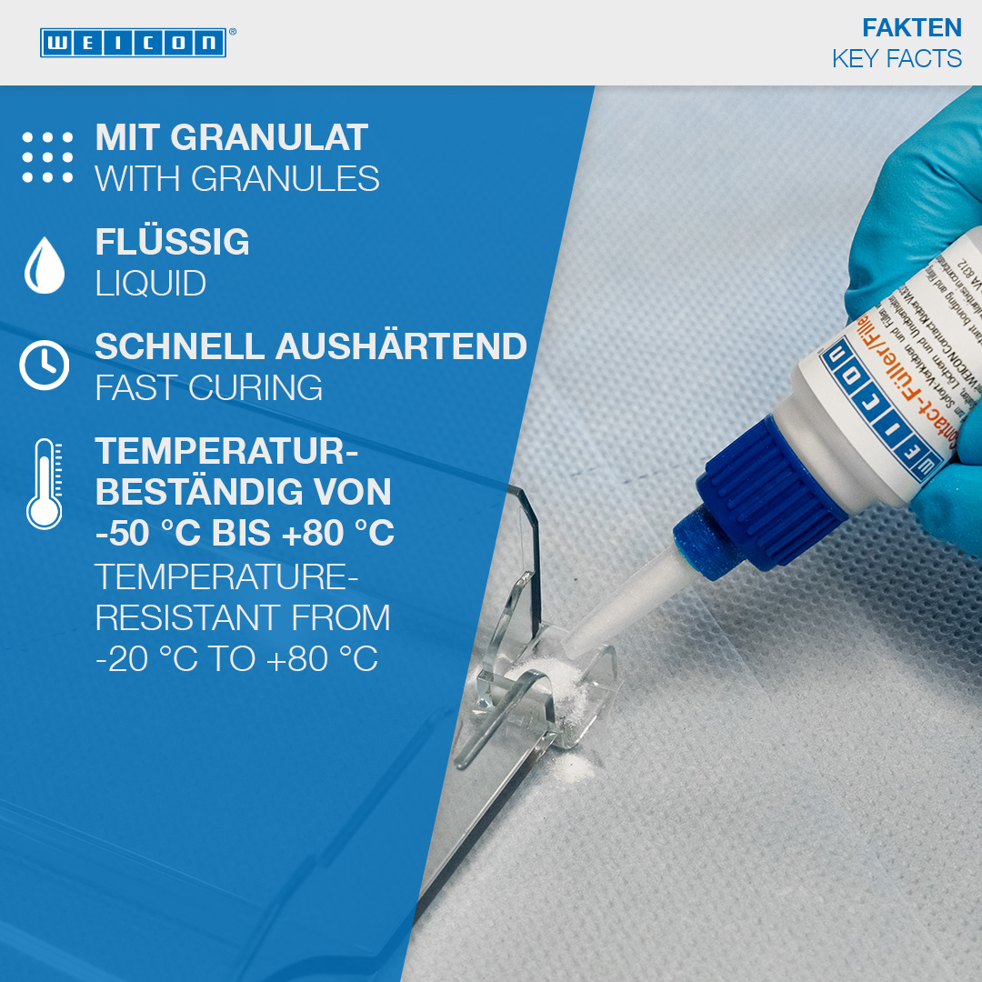 Contact-vuller set | Set met een cyanoacrylaatlijm en een vulmiddel voor snelle reparatie van scheuren, spleten, enz.