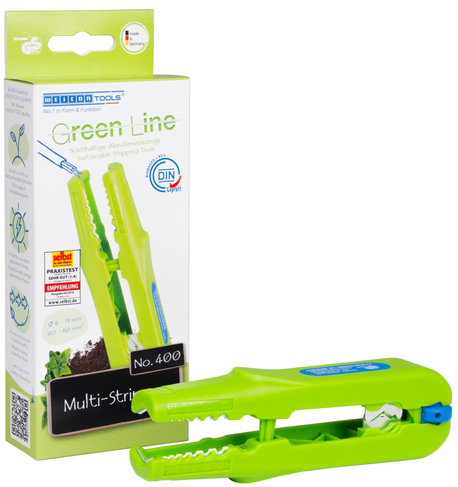 Multi-Stripper No. 400 Green Line | Duurzame stripper, multifunctionele stripper, werkbereik strippen 0,5 - 6,0 mm² / strippen 8 - 13 mm Ø