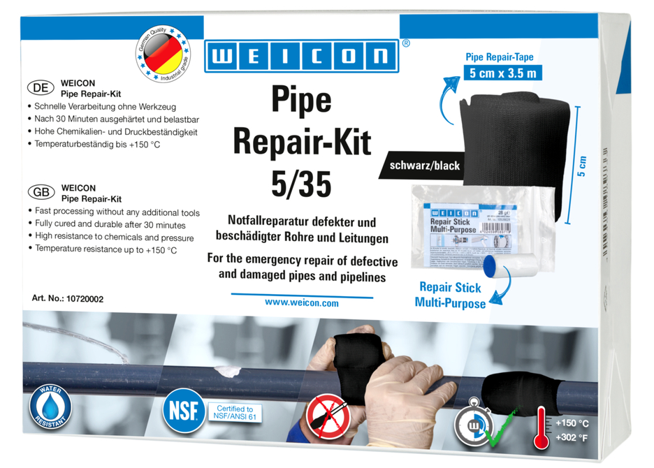 Pipe Repair-Kit | voor noodreparaties van beschadigde leidingen Pipe Repair-Kit | voor noodreparaties van beschadigde leidingen