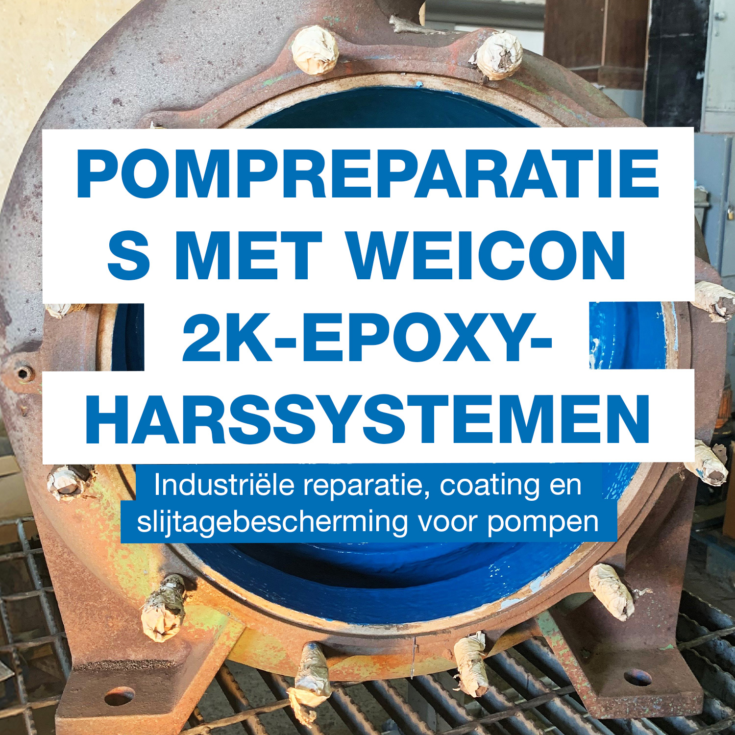 industrial equipment, epoxy coating, pump housing, metal rust, blue interior
