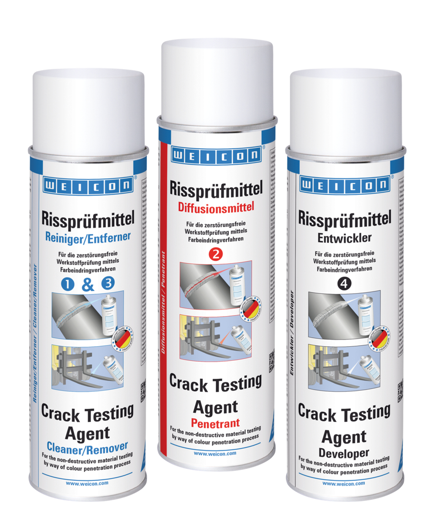 Crack Testing Agent Set | Set van 3 incl. reiniger, diffusiemiddel en ontwikkelaar Crack Testing Agent Set | Set van 3 incl. reiniger, diffusiemiddel en ontwikkelaar