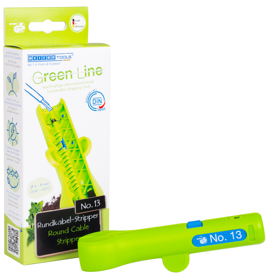 Ronde kabelstripper No. 13 Green Line  | Duurzame afstriptang I Voor het afstrippen van alle standaard ronde kabels I Werkbereik 6,0 - 13,0 mm Ø