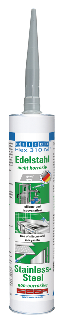 Flex 310 M® Edelstahl | Lijm en afdichtmiddel met zeer hoge aanvangshechting in metallic look op MS-polymeerbasis