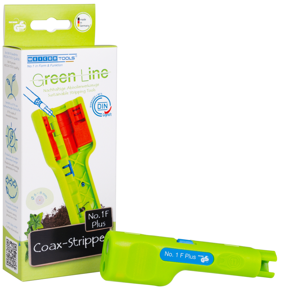 Coax-Stripper No. 1 F Plus - geschikt voor F-draaistekkers Green Line | Duurzaam stripgereedschap I voor het strippen en afstrippen van coaxkabel incl. ontdraaihulp
