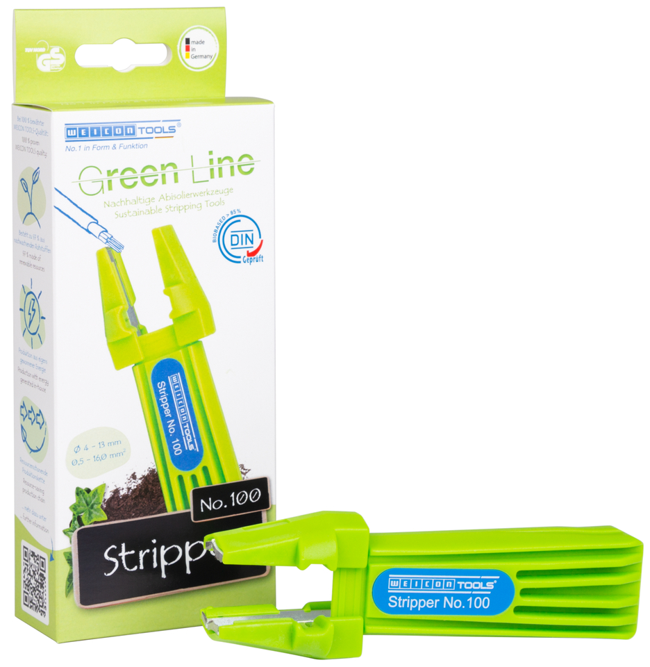 Quadro stripper No. 100 Groene lijn | Duurzaam afbijtgereedschap I Multifunctionele afbijtgereedschap I Werkbereik afbijt 0,5 - 16 mm² I Afbijt 4 - 13 mm Ø