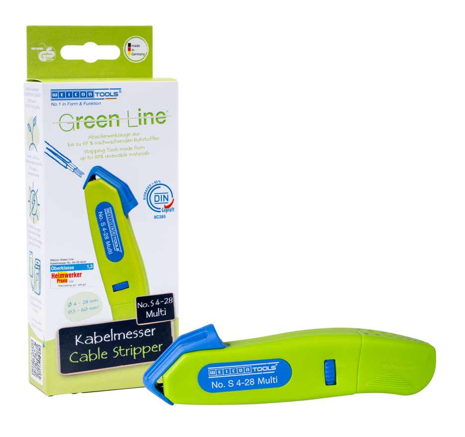 Kabelmesje No. S 4-28 Multi Green Line  | Duurzaam afbijtgereedschap | met geïntegreerde afbijtfunctie van 0,5 - 6,0 mm² | werkbereik 4 - 28 mm Ø