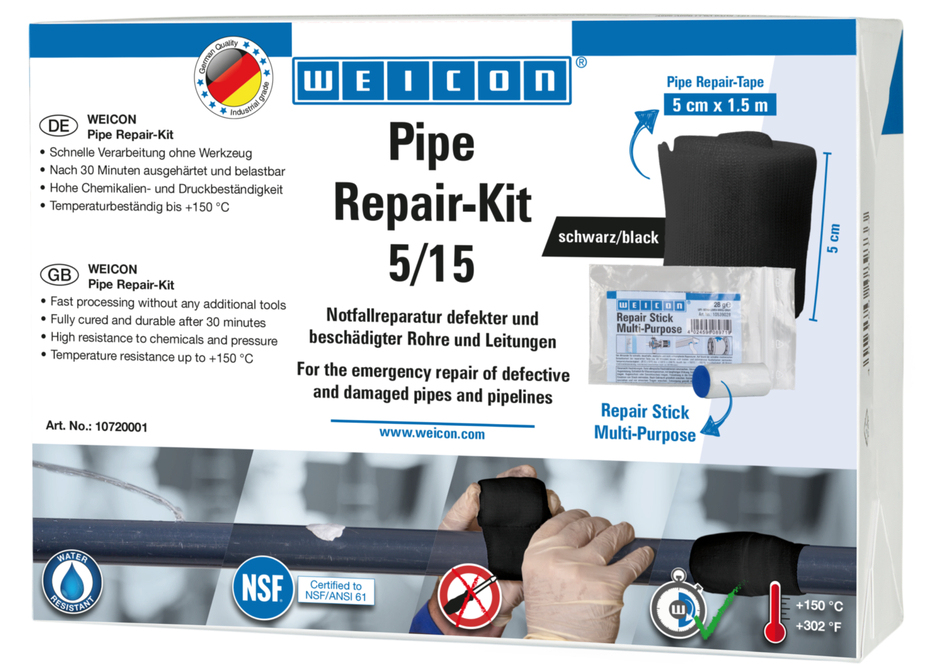 Pipe Repair-Kit | voor noodreparaties van beschadigde leidingen Pipe Repair-Kit | voor noodreparaties van beschadigde leidingen