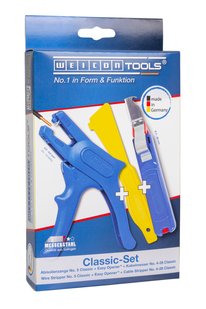 Classic‑set Tools | Elektrische installatieset met draadstripper | kabelmes en hendel