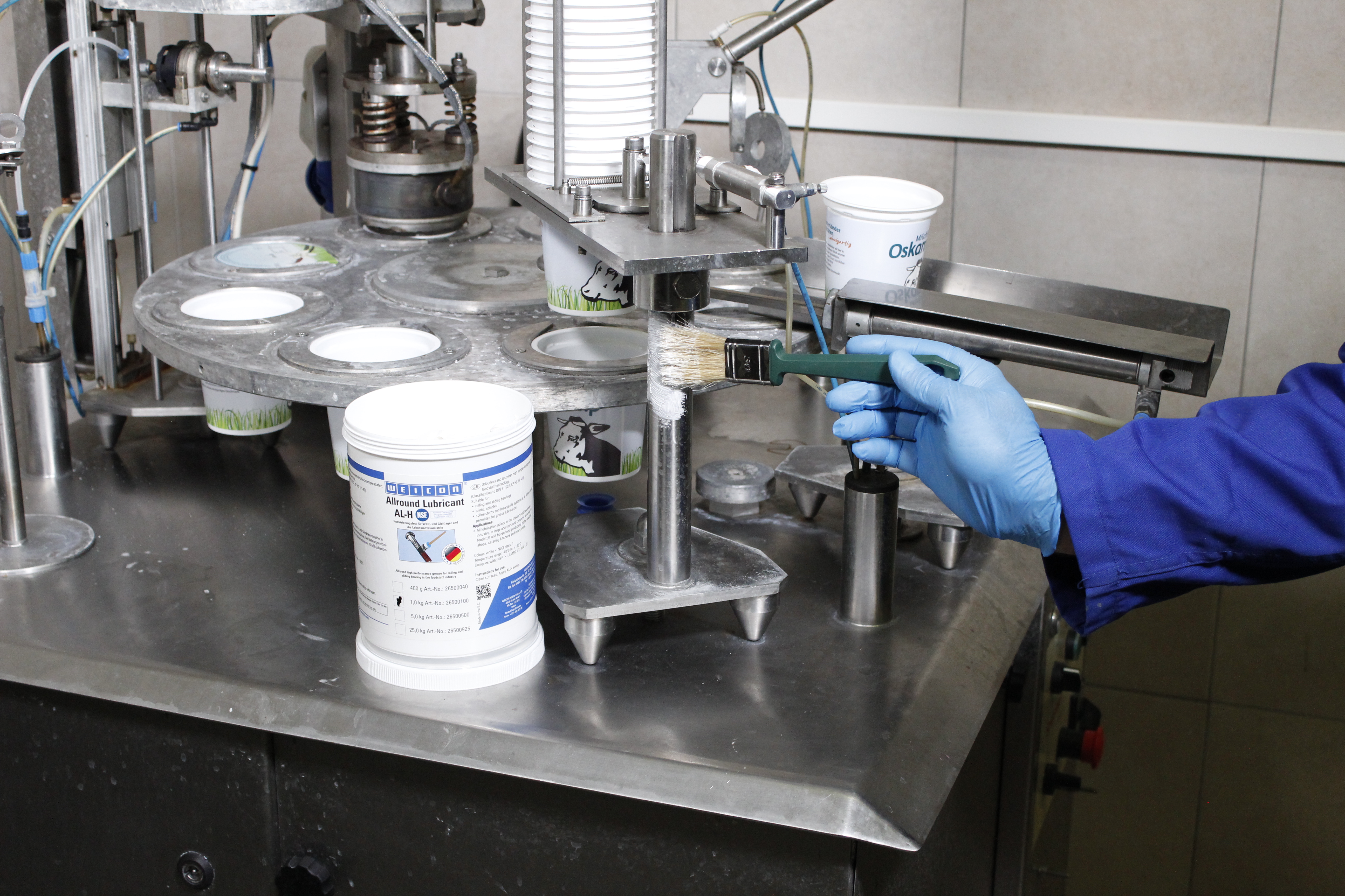 AL-H grease is applied to a yogurt machine