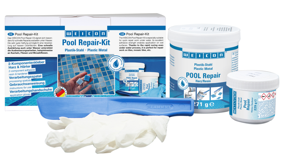 WEICON Pool Repair-Kit | Snelle reparaties, zelfs onder water