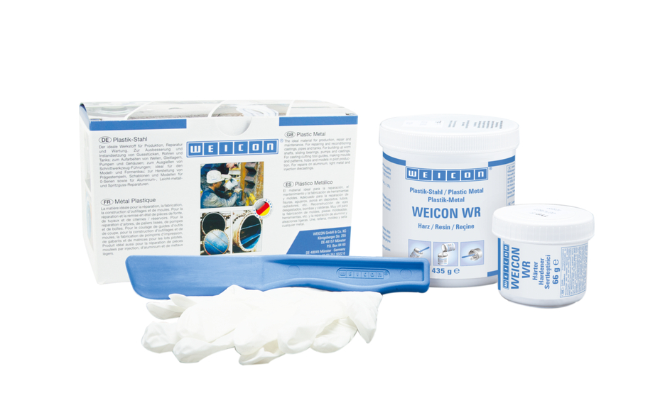 WEICON WR | Met staal gevuld vloeibaar epoxyharssysteem voor voegen en vullen van spleten WEICON WR | Met staal gevuld vloeibaar epoxyharssysteem voor voegen en vullen van spleten