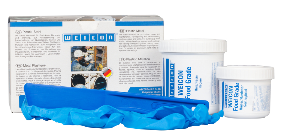 WEICON Food Grade | Met mineralen gevuld epoxyharssysteem voor slijtagebescherming, goedkeuring voor levensmiddelen