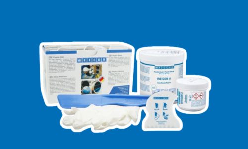 Epoxyharssysteem op blauwe achtergrond