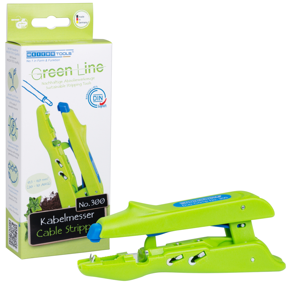 Duo-Garnaal No. 300 Green Line  | Duurzame striptang, voor strippen en krimpen, werkbereik 0,5 mm² - 6,0 mm²