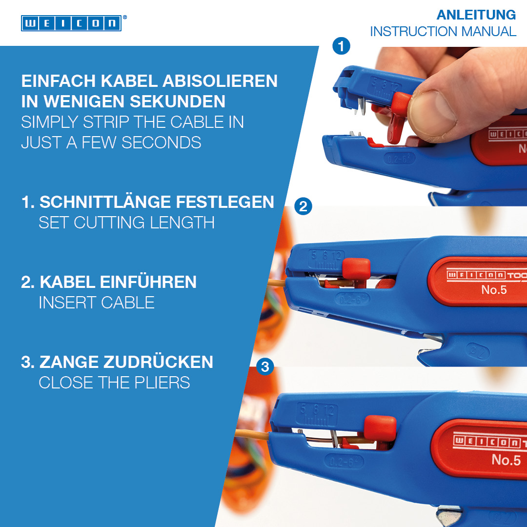 Striptang No. 5 | voor alle gangbare flexibele en massieve geleiders | werkgebied 0,2 - 6,0 mm²
