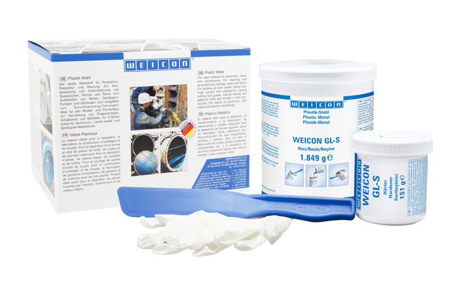 WEICON GL-S | Met mineralen gevuld epoxyharssysteem voor slijtagebeschermende coating, langzame uitharding