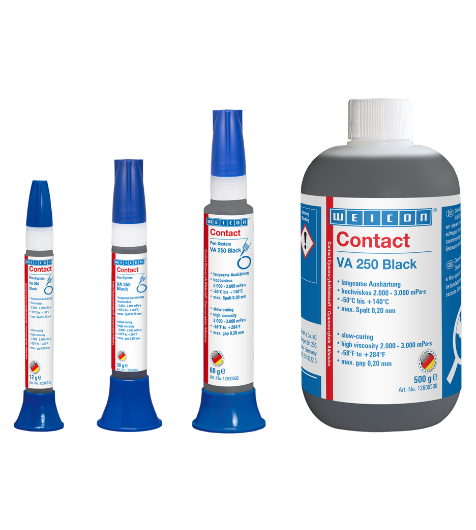 VA 250 Zwart Cyanoacrylaatlijm | Superlijm met hoge viscositeit, gevuld met rubber