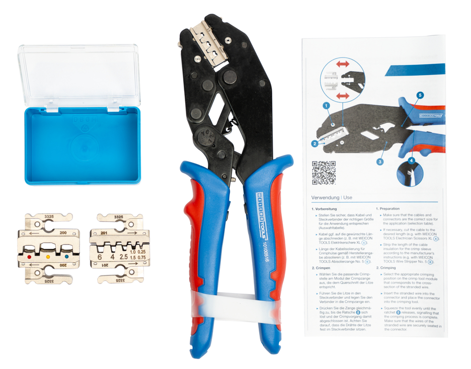 Krimptang ERGO | voor het krimpen van MC4-connectoren/geïsoleerde adereindhulzen/geïsoleerde kabelschoenen