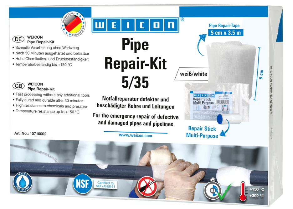 Pipe Repair-Kit | voor noodreparaties van beschadigde leidingen Pipe Repair-Kit | voor noodreparaties van beschadigde leidingen