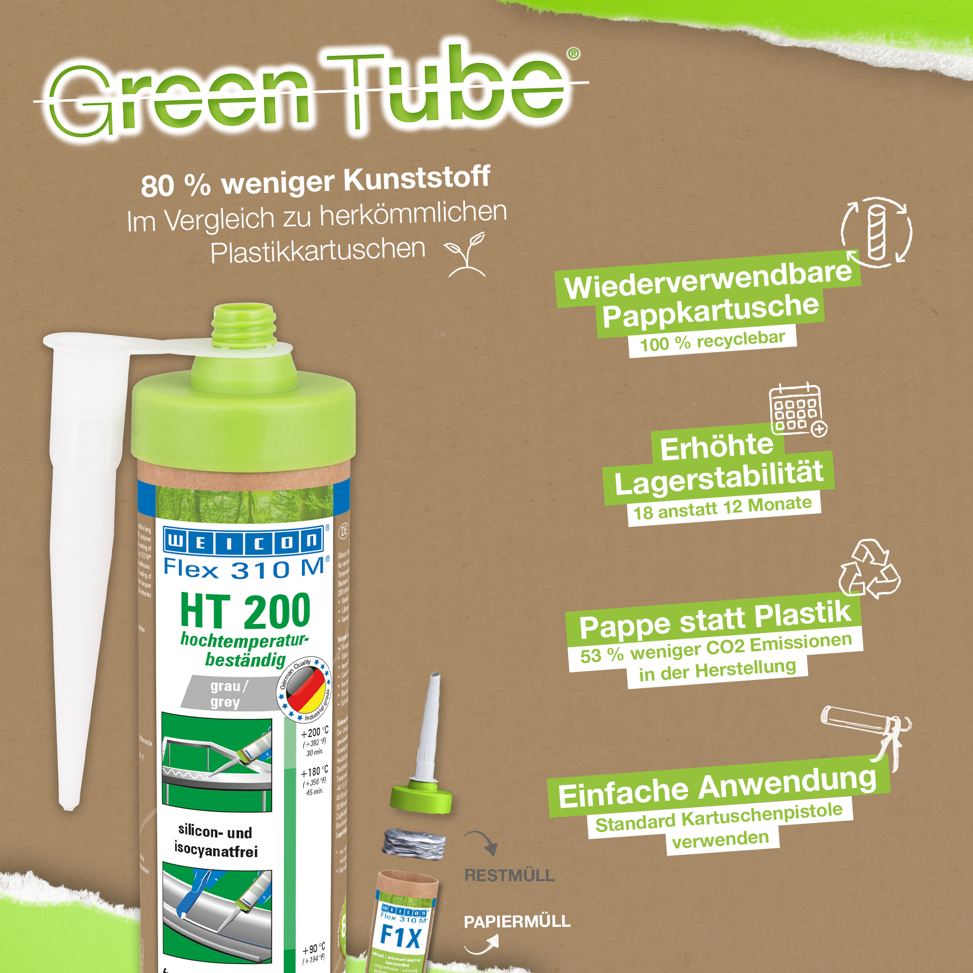 Flex 310 M® HT 200 | Lijm en afdichtmiddel met hoge aanvangshechting - ideaal voor poedercoating en hittebestendig tot 200 °C