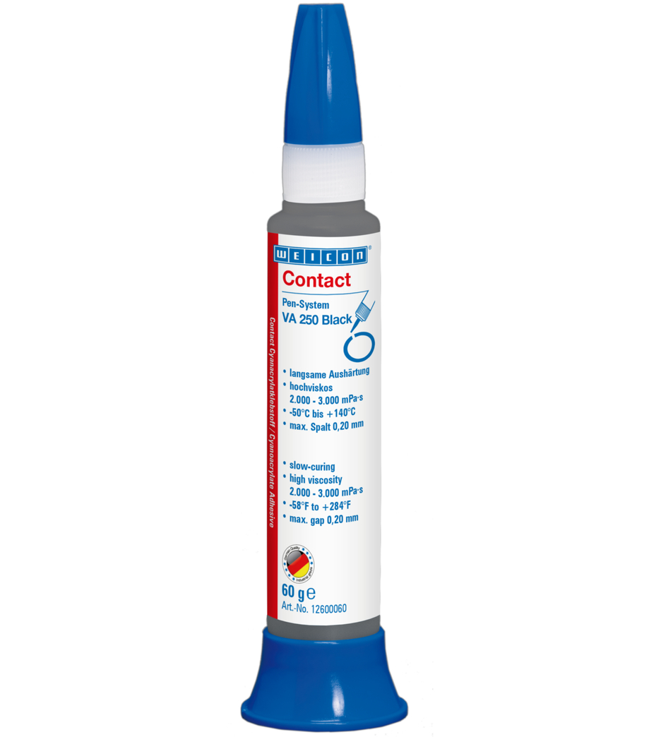 VA 250 Zwart Cyanoacrylaatlijm | Superlijm met hoge viscositeit, gevuld met rubber