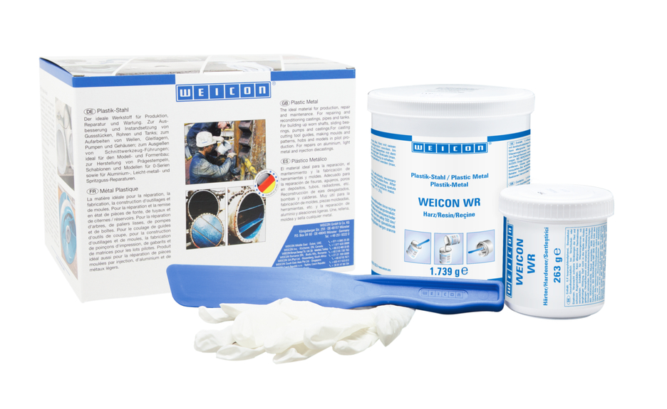 WEICON WR | Met staal gevuld vloeibaar epoxyharssysteem voor voegen en vullen van spleten WEICON WR | Met staal gevuld vloeibaar epoxyharssysteem voor voegen en vullen van spleten