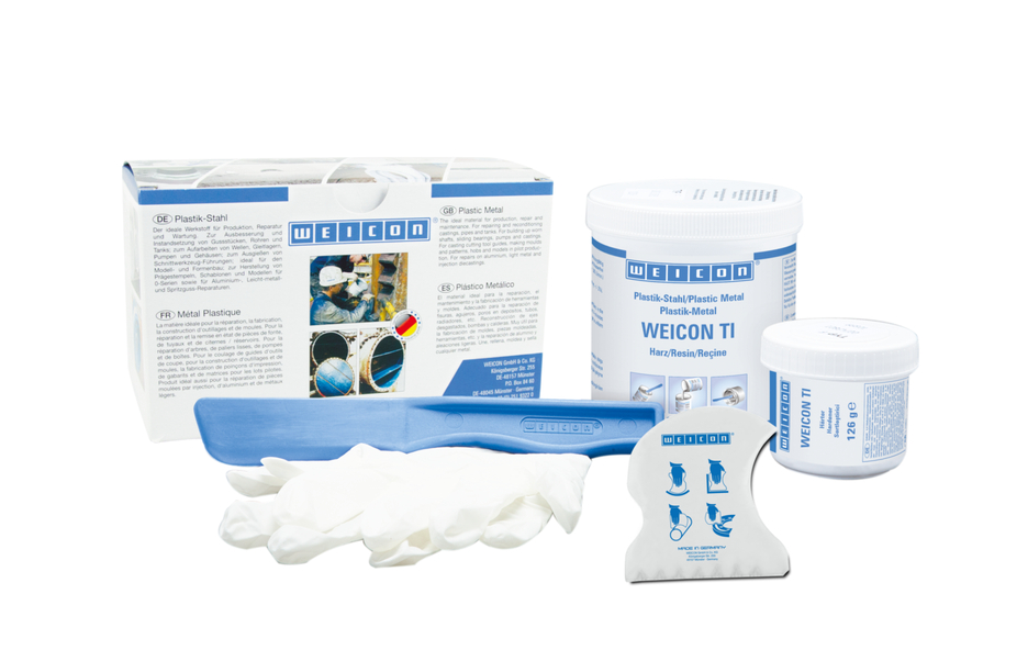 WEICON TI | Met titanium gevuld epoxyharssysteem voor reparatie en vormgeving WEICON TI | Met titanium gevuld epoxyharssysteem voor reparatie en vormgeving