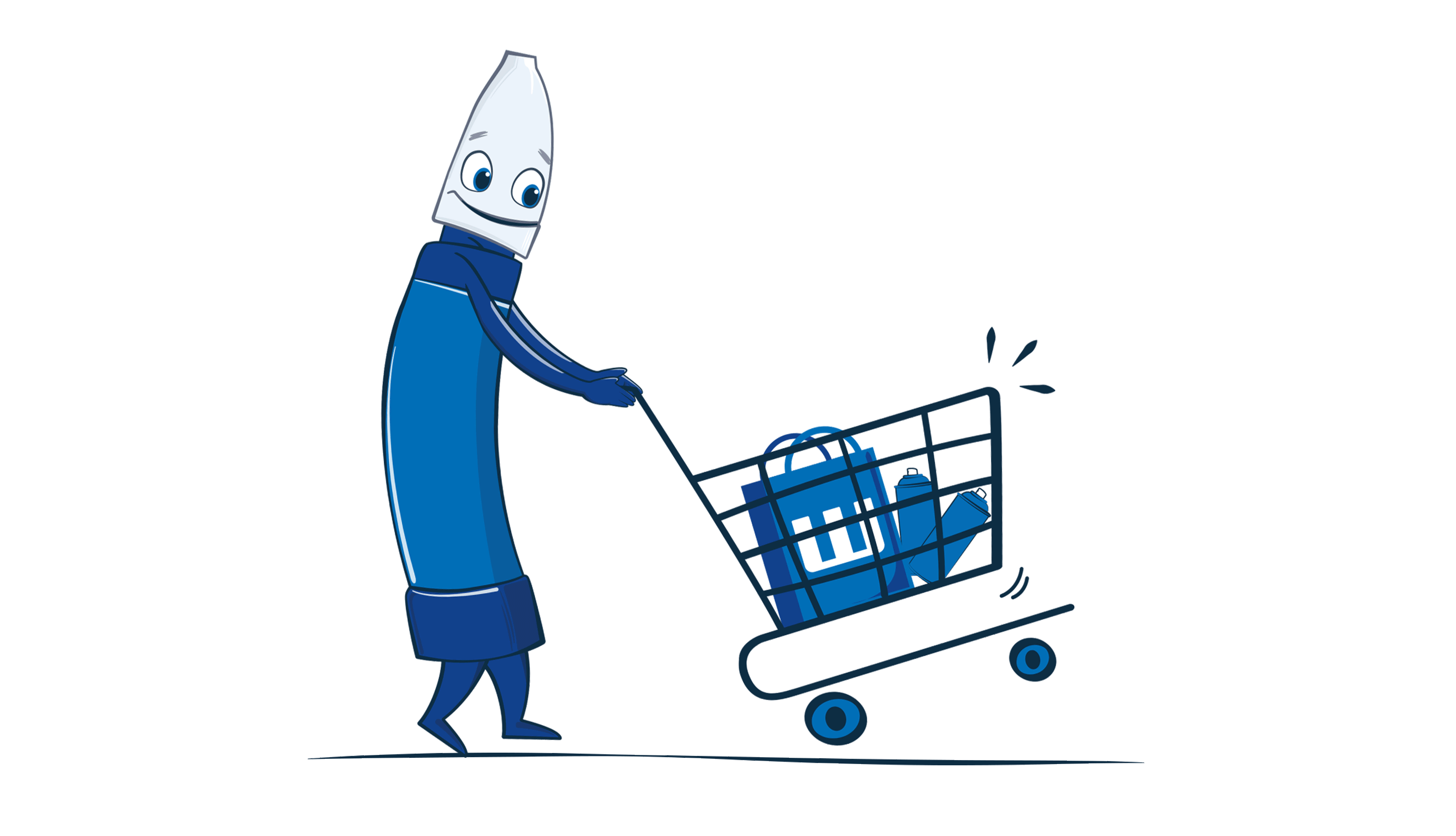 cartoon, shopping, cart, trolley, figure