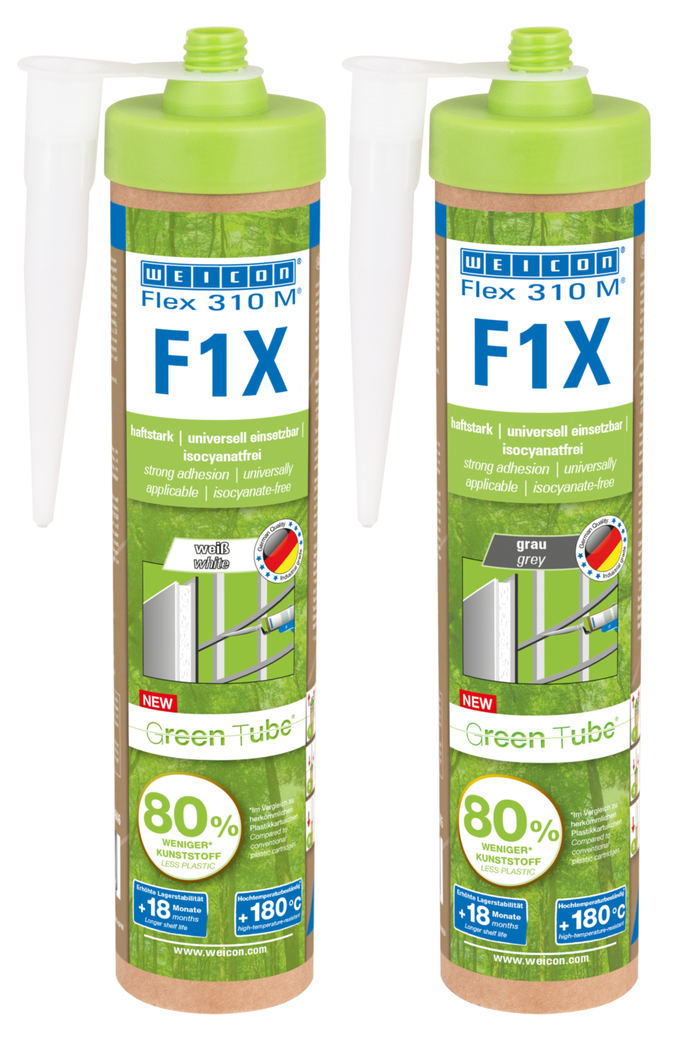 WEICON Green Tube Flex 310 M F1X | MS lijm en afdichtmiddel op polymeerbasis met zeer hoge aanvangshechting, temperatuurbestendig tot 180°C