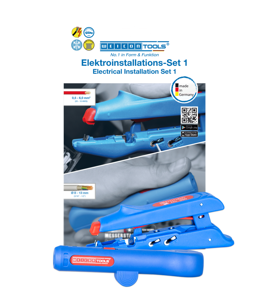 Elektroinstallatie Set 1 | 2-delige stripset incl. krimptang en striptang Elektroinstallatie Set 1 | 2-delige stripset incl. krimptang en striptang