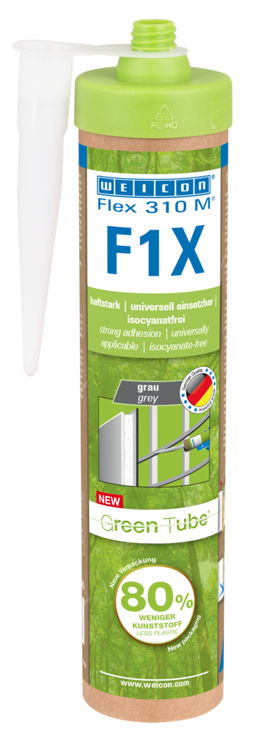 WEICON Green Tube Flex 310 M F1X | MS lijm en afdichtmiddel op polymeerbasis met zeer hoge aanvangshechting, temperatuurbestendig tot 180°C