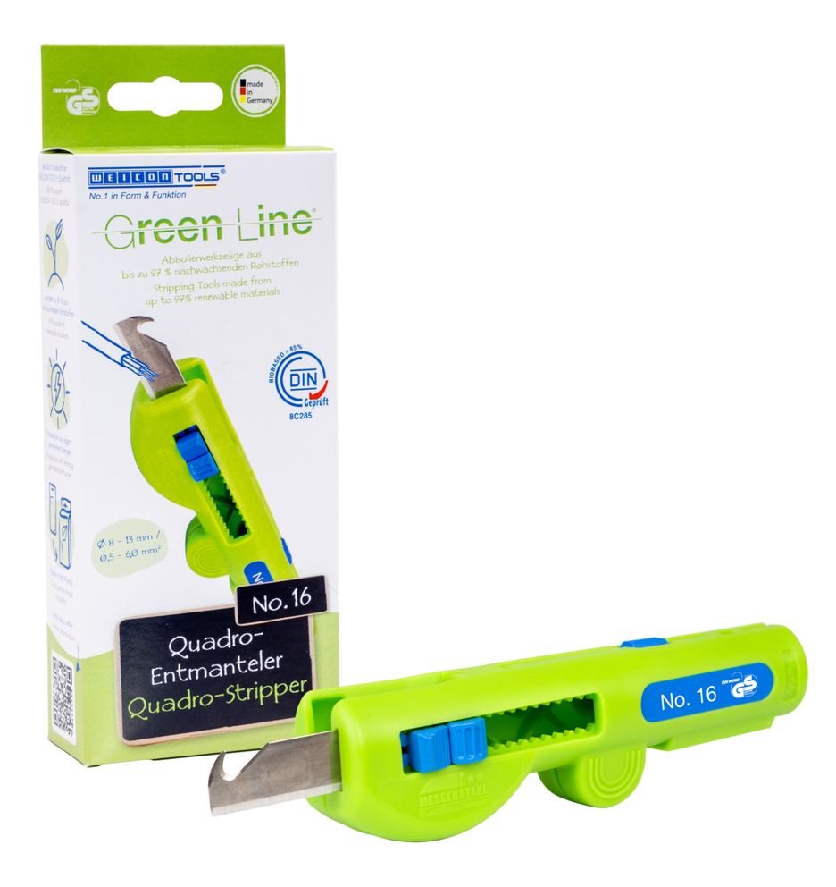 Quadro stripper No. 16 Green Line | Duurzaam afbijtgereedschap I Multifunctionele afbijtgereedschap I Werkbereik afbijt 0,5 - 6,0 mm² I Afbijt 8 - 13 mm Ø