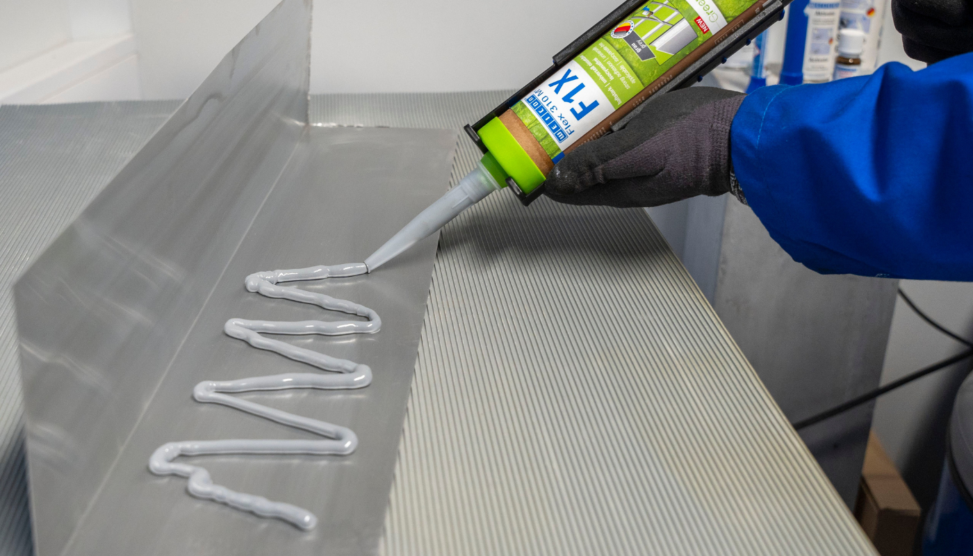 caulking, sealant, silicone, white, tube