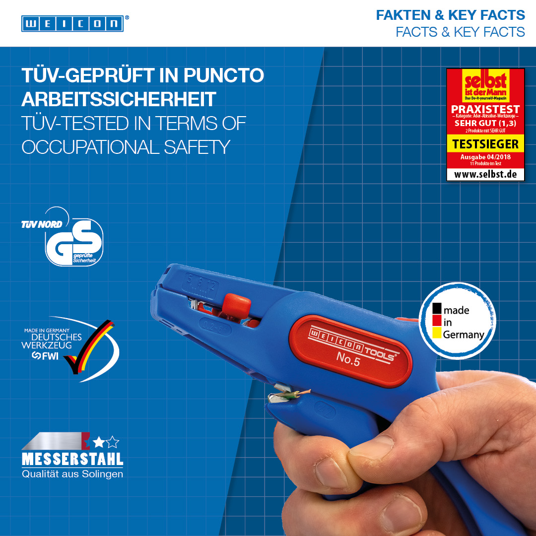 Striptang No. 5 | voor alle gangbare flexibele en massieve geleiders | werkgebied 0,2 - 6,0 mm²