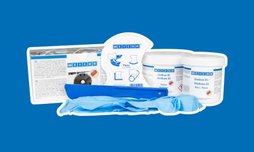 Urethaansysteem op blauwe achtergrond