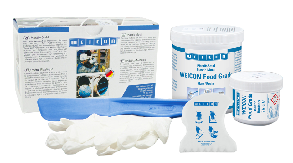 WEICON Food Grade | Met mineralen gevuld epoxyharssysteem voor slijtagebescherming, goedkeuring voor levensmiddelen