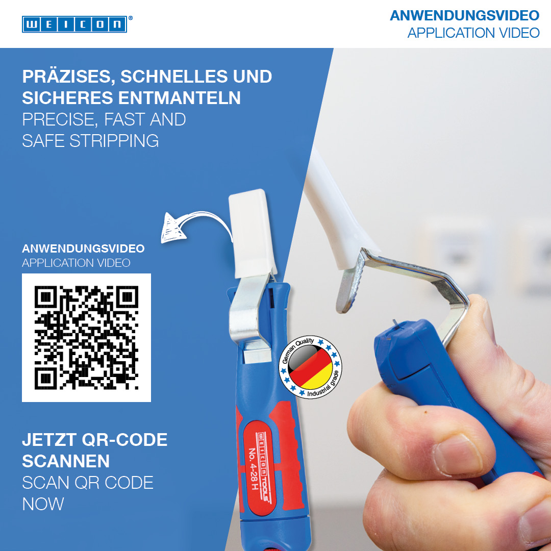 Kabelmesser No. 4 - 28 H | with 2C handle including hook blade and protective cap, working range 4 - 28 mm Ø