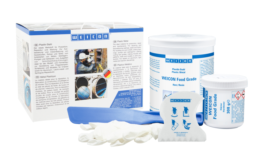 WEICON Food Grade | Met mineralen gevuld epoxyharssysteem voor slijtagebescherming, goedkeuring voor levensmiddelen